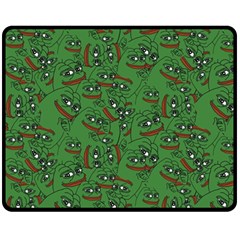 Pepe The Frog Perfect A-ok Handsign Pattern Praise Kek Kekistan Smug Smile Meme Green Background Fleece Blanket (medium)  by snek