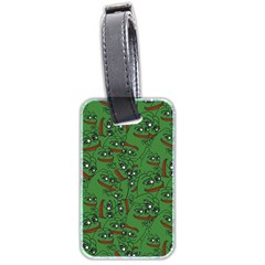 Pepe The Frog Perfect A-ok Handsign Pattern Praise Kek Kekistan Smug Smile Meme Green Background Luggage Tag (two Sides) by snek