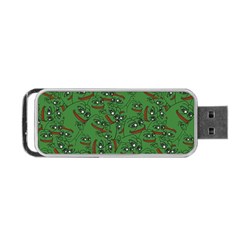 Pepe The Frog Perfect A-ok Handsign Pattern Praise Kek Kekistan Smug Smile Meme Green Background Portable Usb Flash (one Side) by snek