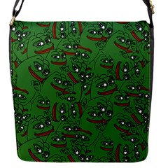 Pepe The Frog Perfect A-ok Handsign Pattern Praise Kek Kekistan Smug Smile Meme Green Background Flap Closure Messenger Bag (s) by snek