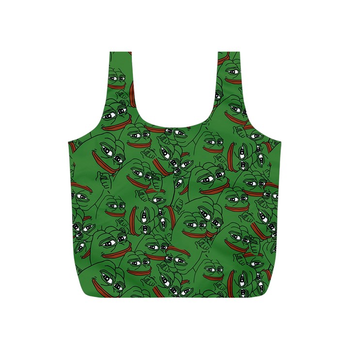 Pepe The Frog perfect a-ok handsign Pattern Praise KEK Kekistan Smug Smile Meme green background Full Print Recycle Bag (S)