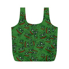 Pepe The Frog Perfect A-ok Handsign Pattern Praise Kek Kekistan Smug Smile Meme Green Background Full Print Recycle Bag (m) by snek