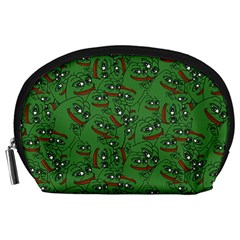 Pepe The Frog Perfect A-ok Handsign Pattern Praise Kek Kekistan Smug Smile Meme Green Background Accessory Pouch (large) by snek