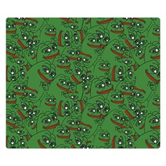 Pepe The Frog Perfect A-ok Handsign Pattern Praise Kek Kekistan Smug Smile Meme Green Background Double Sided Flano Blanket (small)  by snek