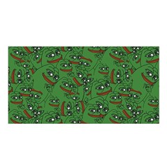 Pepe The Frog Perfect A-ok Handsign Pattern Praise Kek Kekistan Smug Smile Meme Green Background Satin Shawl by snek