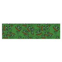 Pepe The Frog Perfect A-ok Handsign Pattern Praise Kek Kekistan Smug Smile Meme Green Background Satin Scarf (oblong) by snek