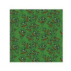 Pepe The Frog Perfect A-ok Handsign Pattern Praise Kek Kekistan Smug Smile Meme Green Background Small Satin Scarf (square) by snek