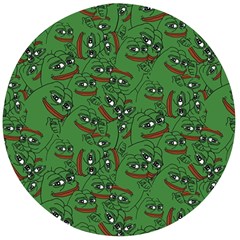 Pepe The Frog Perfect A-ok Handsign Pattern Praise Kek Kekistan Smug Smile Meme Green Background Wooden Bottle Opener (round) by snek