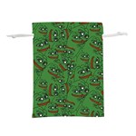 Pepe The Frog perfect a-ok handsign Pattern Praise KEK Kekistan Smug Smile Meme green background Lightweight Drawstring Pouch (S) Front