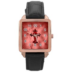 Awesome Chinese Dragon Rose Gold Leather Watch  by FantasyWorld7