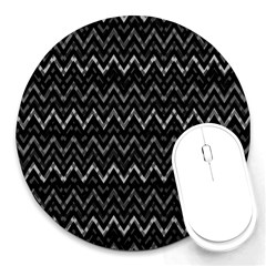 Chevrons Noir / Gris Round Mousepads by kcreatif