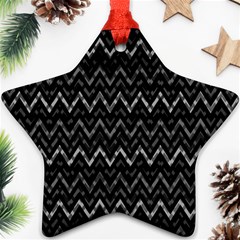 Chevrons Noir / Gris Star Ornament (two Sides) by kcreatif