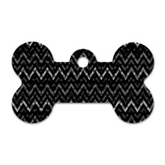 Chevrons Noir / Gris Dog Tag Bone (two Sides) by kcreatif