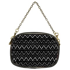 Chevrons Noir / Gris Chain Purse (two Sides) by kcreatif