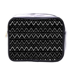 Chevrons Noir / Gris Mini Toiletries Bag (one Side) by kcreatif