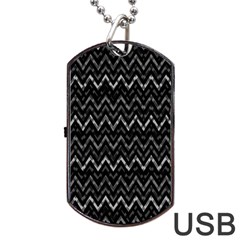 Chevrons Noir / Gris Dog Tag Usb Flash (two Sides) by kcreatif