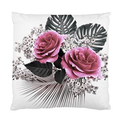 Pink Flowers Tropical Leaves Standard Cushion Case (one Side) by LoolyElzayat