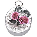 Pink Flowers Tropical Leaves Silver Compasses Front