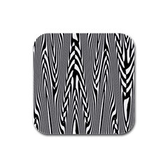 Abstrait Lignes Blanc/noir Rubber Square Coaster (4 Pack)  by kcreatif