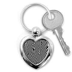 Abstrait Lignes Blanc/noir Key Chain (heart) by kcreatif