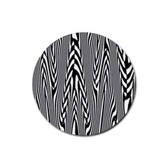 Abstrait Lignes Blanc/noir Rubber Round Coaster (4 Pack) 