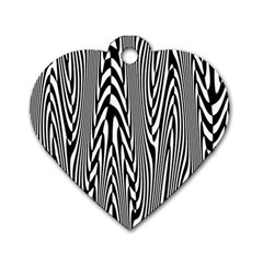 Abstrait Lignes Blanc/noir Dog Tag Heart (one Side) by kcreatif