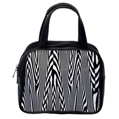 Abstrait Lignes Blanc/noir Classic Handbag (one Side) by kcreatif