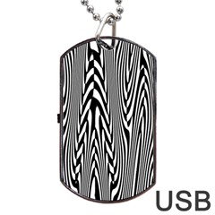 Abstrait Lignes Blanc/noir Dog Tag Usb Flash (one Side) by kcreatif