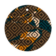 Abstrait Formes Marron/beige/bleu Ornament (round) by kcreatif