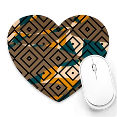 Abstrait Formes Marron/beige/bleu Heart Mousepads by kcreatif