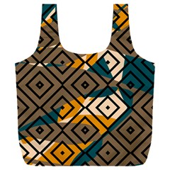 Abstrait Formes Marron/beige/bleu Full Print Recycle Bag (xxl) by kcreatif