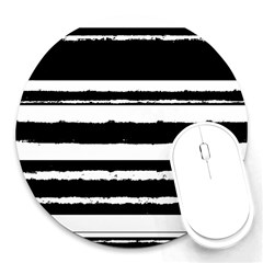 Bandes Abstrait Blanc/noir Round Mousepads by kcreatif