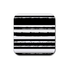 Bandes Abstrait Blanc/noir Rubber Coaster (square)  by kcreatif