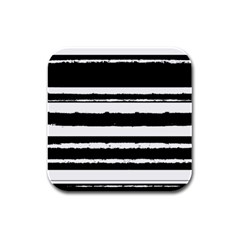 Bandes Abstrait Blanc/noir Rubber Square Coaster (4 Pack)  by kcreatif