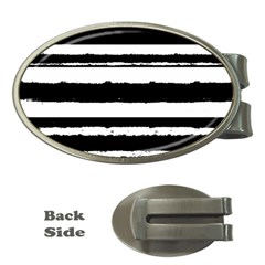 Bandes Abstrait Blanc/noir Money Clips (oval)  by kcreatif