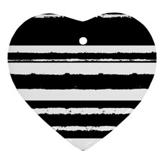 Bandes Abstrait Blanc/noir Heart Ornament (two Sides)