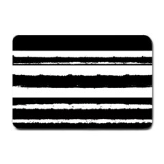 Bandes Abstrait Blanc/noir Small Doormat  by kcreatif