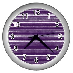 Bandes Peinture Violet  Wall Clock (silver) by kcreatif