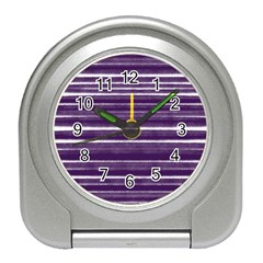 Bandes Peinture Violet  Travel Alarm Clock by kcreatif