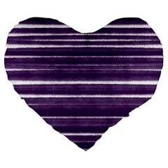 Bandes Peinture Violet  Large 19  Premium Heart Shape Cushions by kcreatif