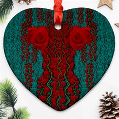 Lianas Of Roses In The Rain Forrest Ornament (heart) by pepitasart