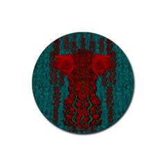 Lianas Of Roses In The Rain Forrest Rubber Coaster (round)  by pepitasart