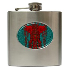 Lianas Of Roses In The Rain Forrest Hip Flask (6 Oz) by pepitasart