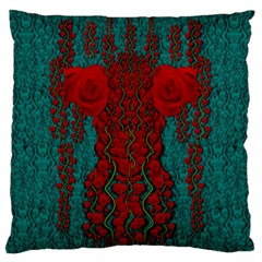 Lianas Of Roses In The Rain Forrest Large Flano Cushion Case (one Side) by pepitasart