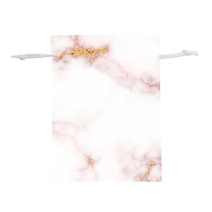 Pink and white Marble texture with gold intrusions Pale Rose Background Lightweight Drawstring Pouch (L)