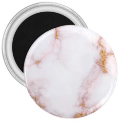 Pink And White Marble Texture With Gold Intrusions Pale Rose Background 3  Magnets by genx