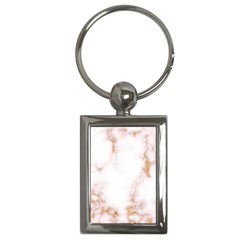 Pink And White Marble Texture With Gold Intrusions Pale Rose Background Key Chain (rectangle) by genx