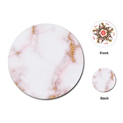 Pink And White Marble Texture With Gold Intrusions Pale Rose Background Playing Cards Single Design (round) by genx