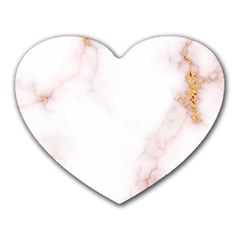 Pink And White Marble Texture With Gold Intrusions Pale Rose Background Heart Mousepads by genx