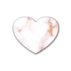 Pink And White Marble Texture With Gold Intrusions Pale Rose Background Heart Coaster (4 Pack)  by genx